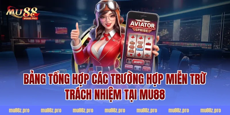 Bảng tổng hợp các trường hợp miễn trừ trách nhiệm tại MU88